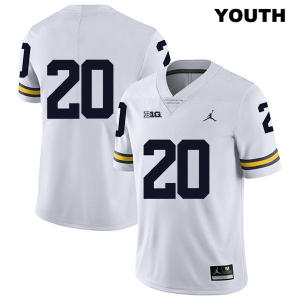 Youth NCAA Michigan Wolverines Brad Hawkins #20 No Name White Jordan Brand Authentic Stitched Legend Football College Jersey ZU25G28AX